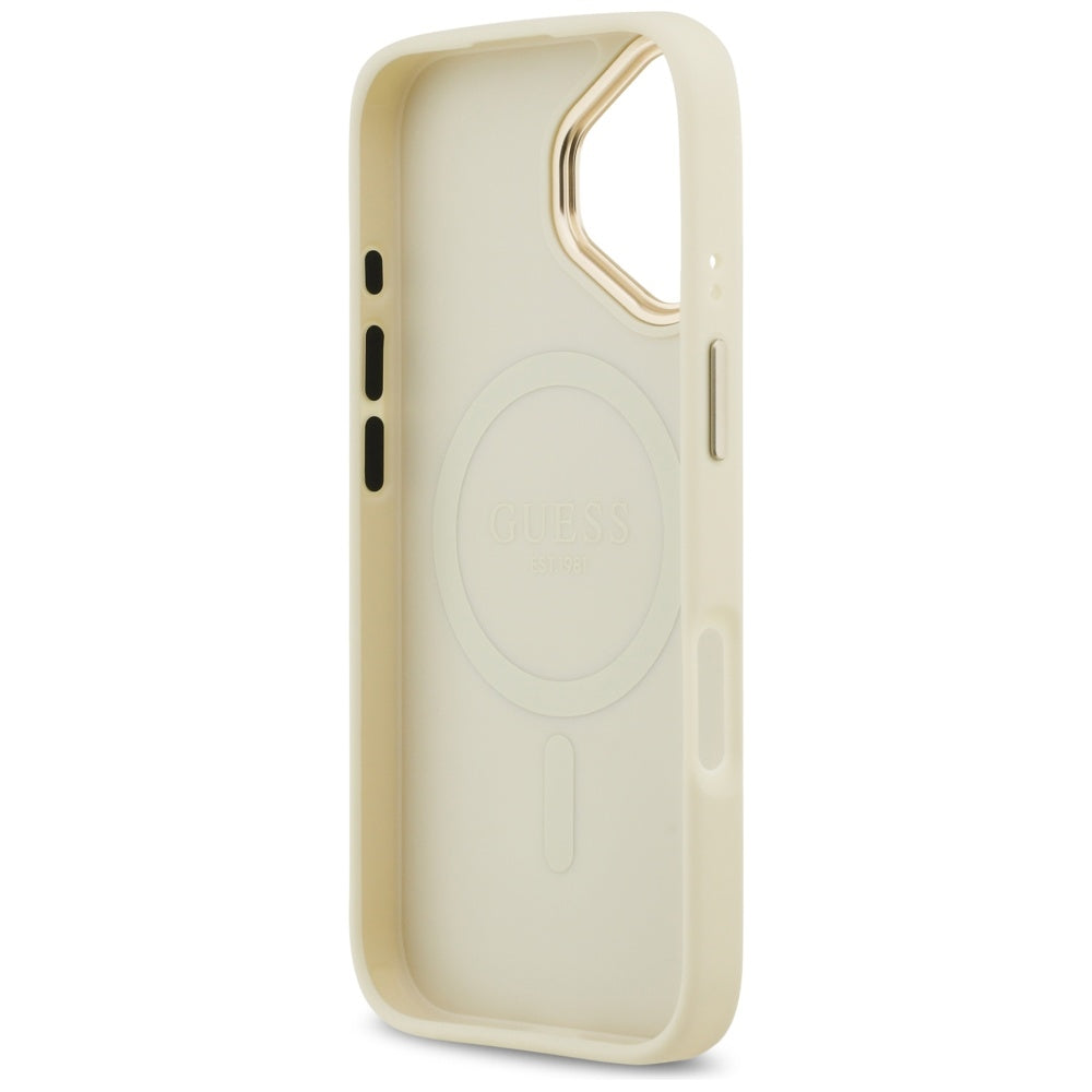 Custodia MagSafe per Apple iPhone 17, Guess, Grained Strass Logo, Beige