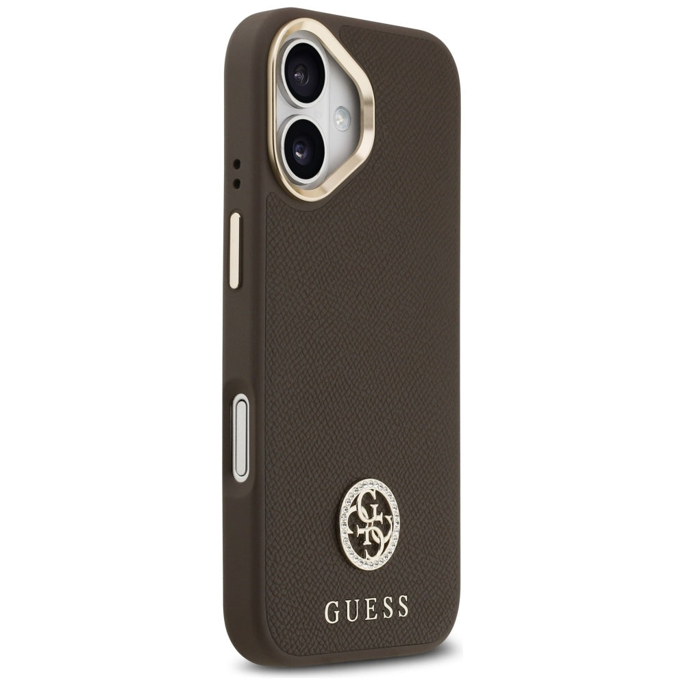 Custodia MagSafe per Apple iPhone 17, Guess, Grained Strass Logo, Marrone