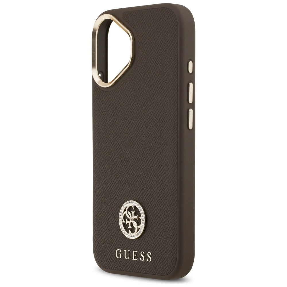 Custodia MagSafe per Apple iPhone 17, Guess, Grained Strass Logo, Marrone