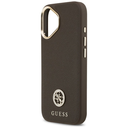 Custodia MagSafe per Apple iPhone 17, Guess, Grained Strass Logo, Marrone