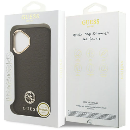 Custodia MagSafe per Apple iPhone 17, Guess, Grained Strass Logo, Marrone