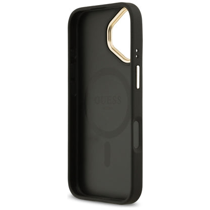 MagSafe Hülle für Apple iPhone 17, Guess, Grained Strass Logo, Schwarz