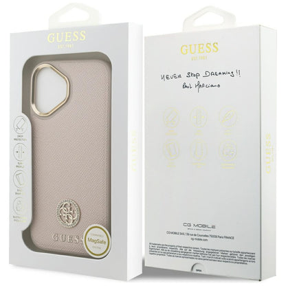 Custodia MagSafe per Apple iPhone 17, Guess, Grained Strass Logo, Rosa
