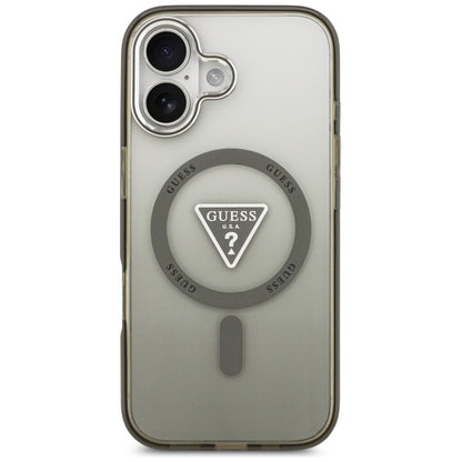 MagSafe Hülle für Apple iPhone 17, Guess, IML Gradient Triangle Logo, Silber Khaki