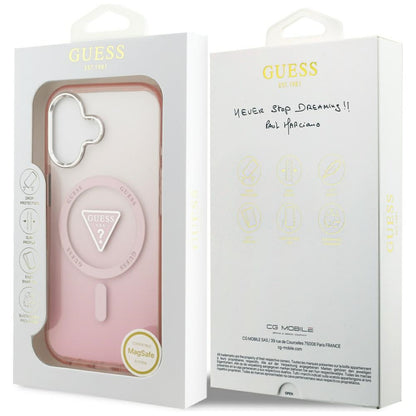 MagSafe Case for Apple iPhone 17, Guess, IML Gradient Triangle Logo, Pink