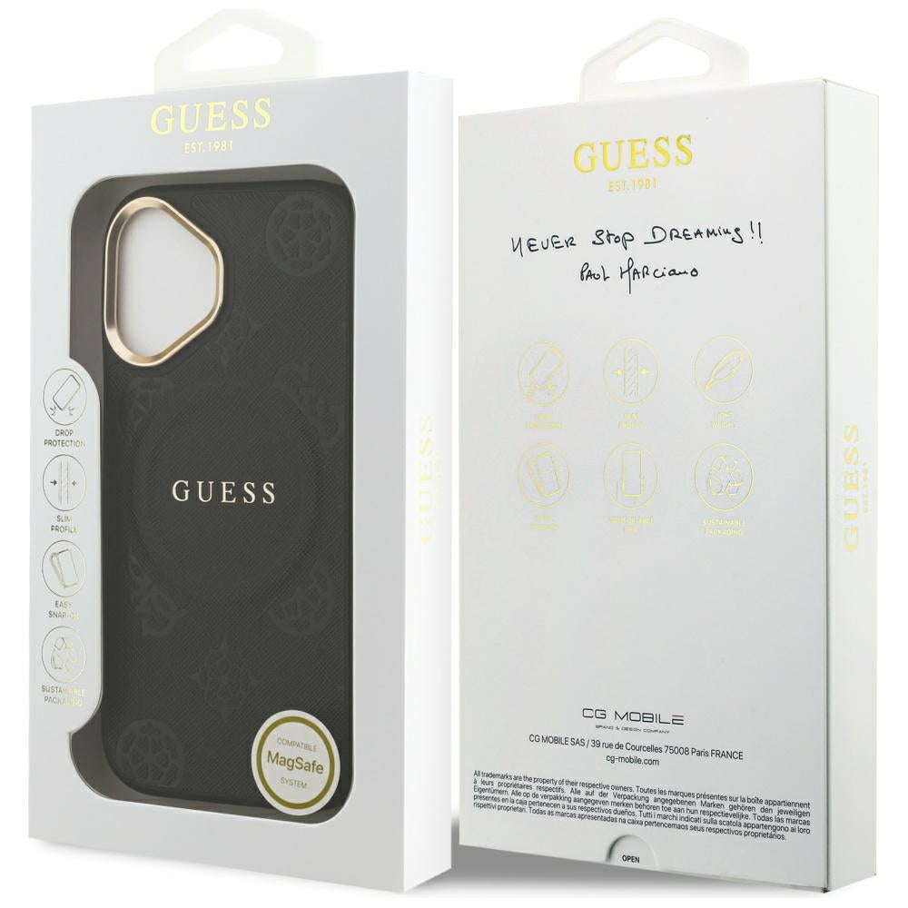 Custodia MagSafe per Apple iPhone 17, Guess, Peony Hot Stamp, Nera