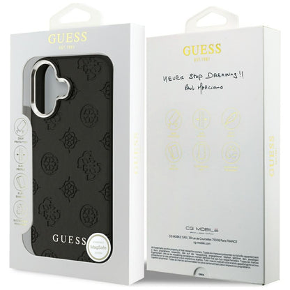 Coque MagSafe pour Apple iPhone 17, Guess, Peony Hot Stamp Script, Noire