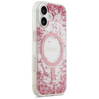 Custodia MagSafe per Apple iPhone 17, Guess, Resin Bottom Glitter, Rosa