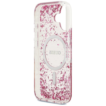 Custodia MagSafe per Apple iPhone 17, Guess, Resin Bottom Glitter, Rosa