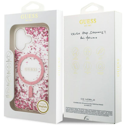 Custodia MagSafe per Apple iPhone 17, Guess, Resin Bottom Glitter, Rosa