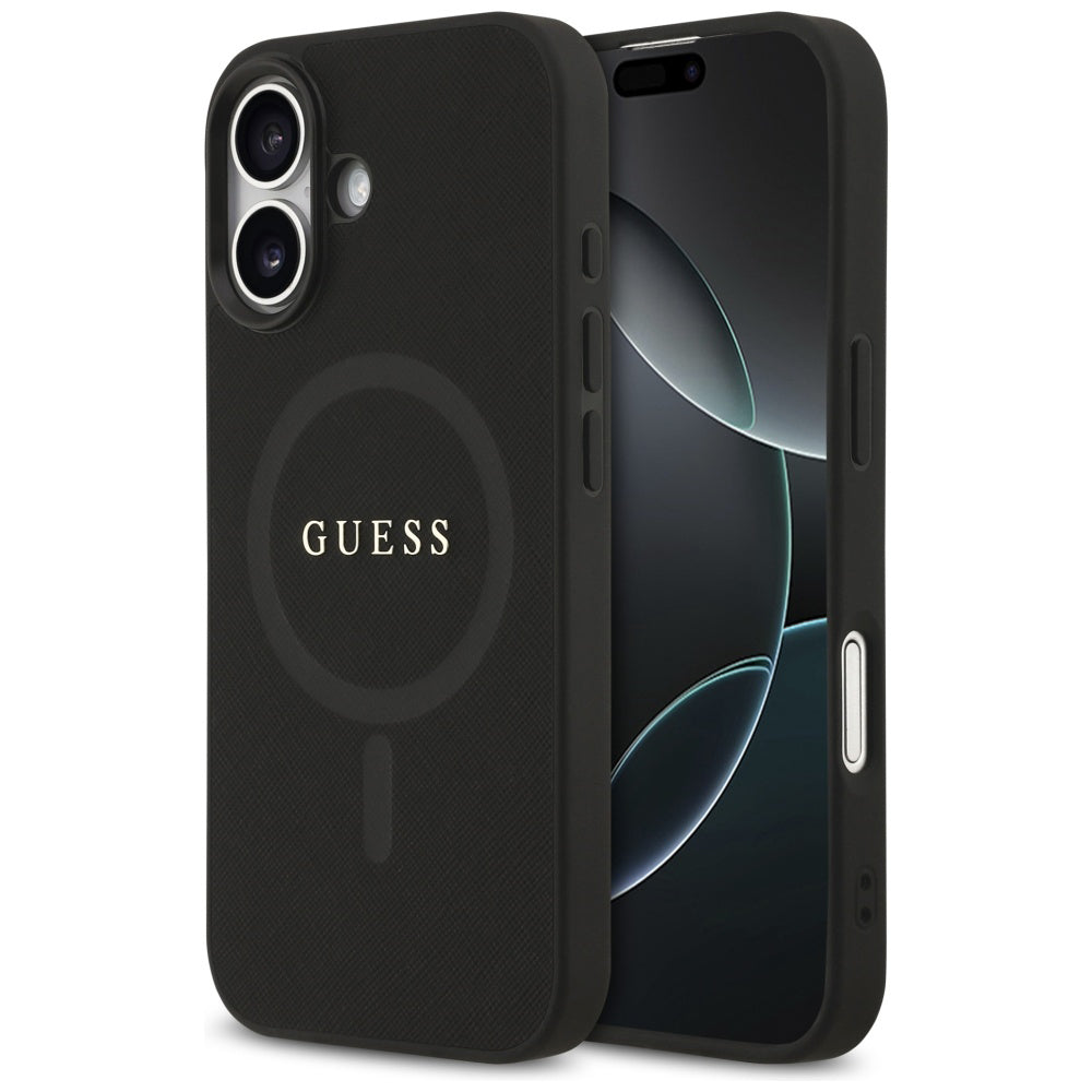 Housse MagSafe pour Apple iPhone 17, Guess, Saffiano Classic Logo, Noire