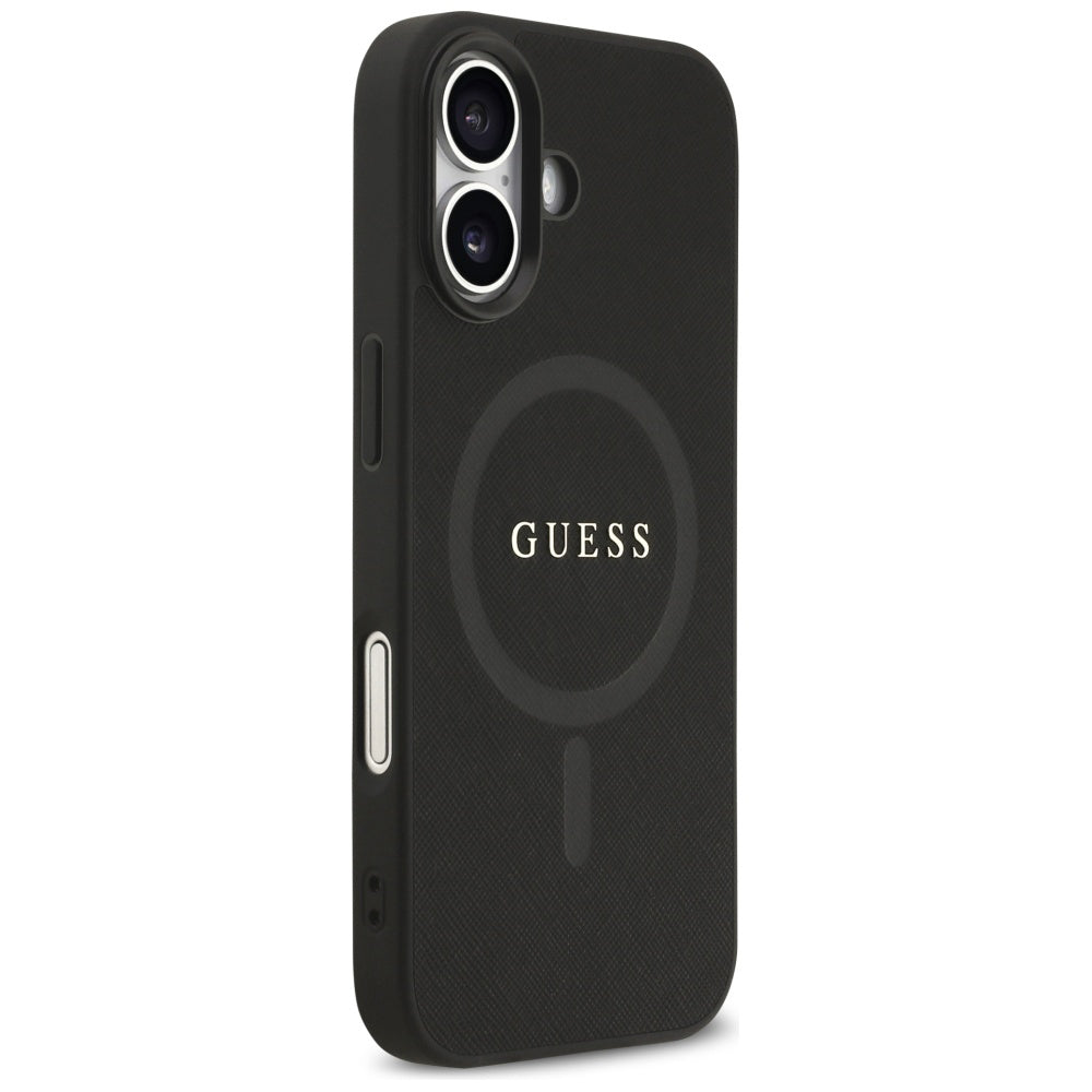 Housse MagSafe pour Apple iPhone 17, Guess, Saffiano Classic Logo, Noire