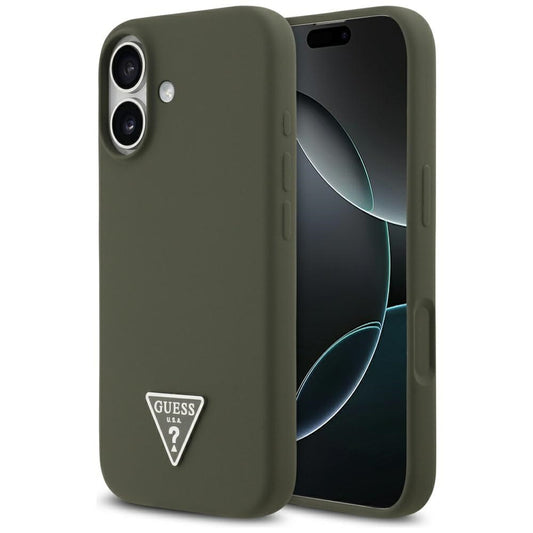 Étui MagSafe pour Apple iPhone 17, Guess, Logo Triangle, Kaki