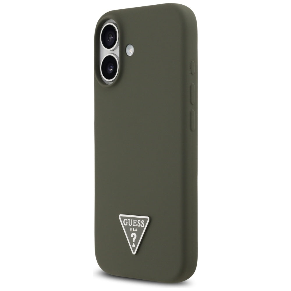 Étui MagSafe pour Apple iPhone 17, Guess, Logo Triangle, Kaki