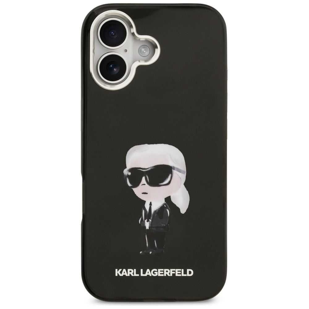 Custodia MagSafe per Apple iPhone 17, Karl Lagerfeld, IML Aquarelle Karl Ikonik, Nera
