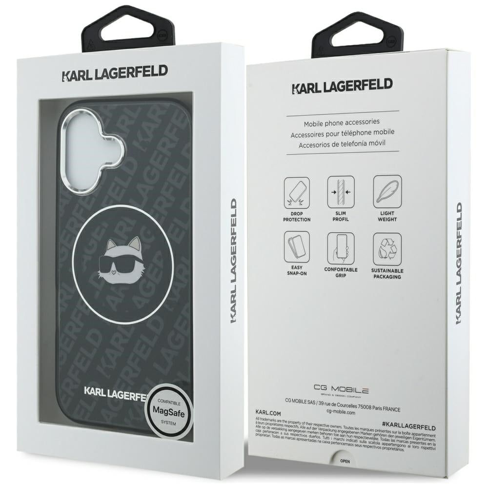 Étui MagSafe pour Apple iPhone 17, Karl Lagerfeld, IML Choupette's Head, Noir