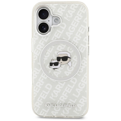 Custodia MagSafe per Apple iPhone 17, Karl Lagerfeld, IML Glitter Karl & Choupette's Heads, Grigio