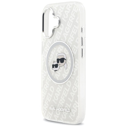 Custodia MagSafe per Apple iPhone 17, Karl Lagerfeld, IML Glitter Karl & Choupette's Heads, Grigio