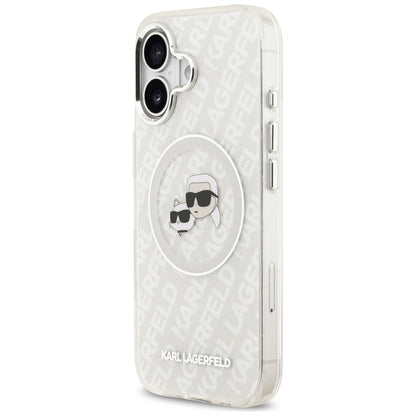 Custodia MagSafe per Apple iPhone 17, Karl Lagerfeld, IML Glitter Karl & Choupette's Heads, Grigio
