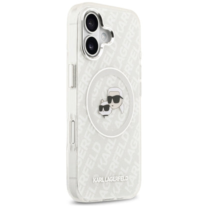 Custodia MagSafe per Apple iPhone 17, Karl Lagerfeld, IML Glitter Karl & Choupette's Heads, Grigio