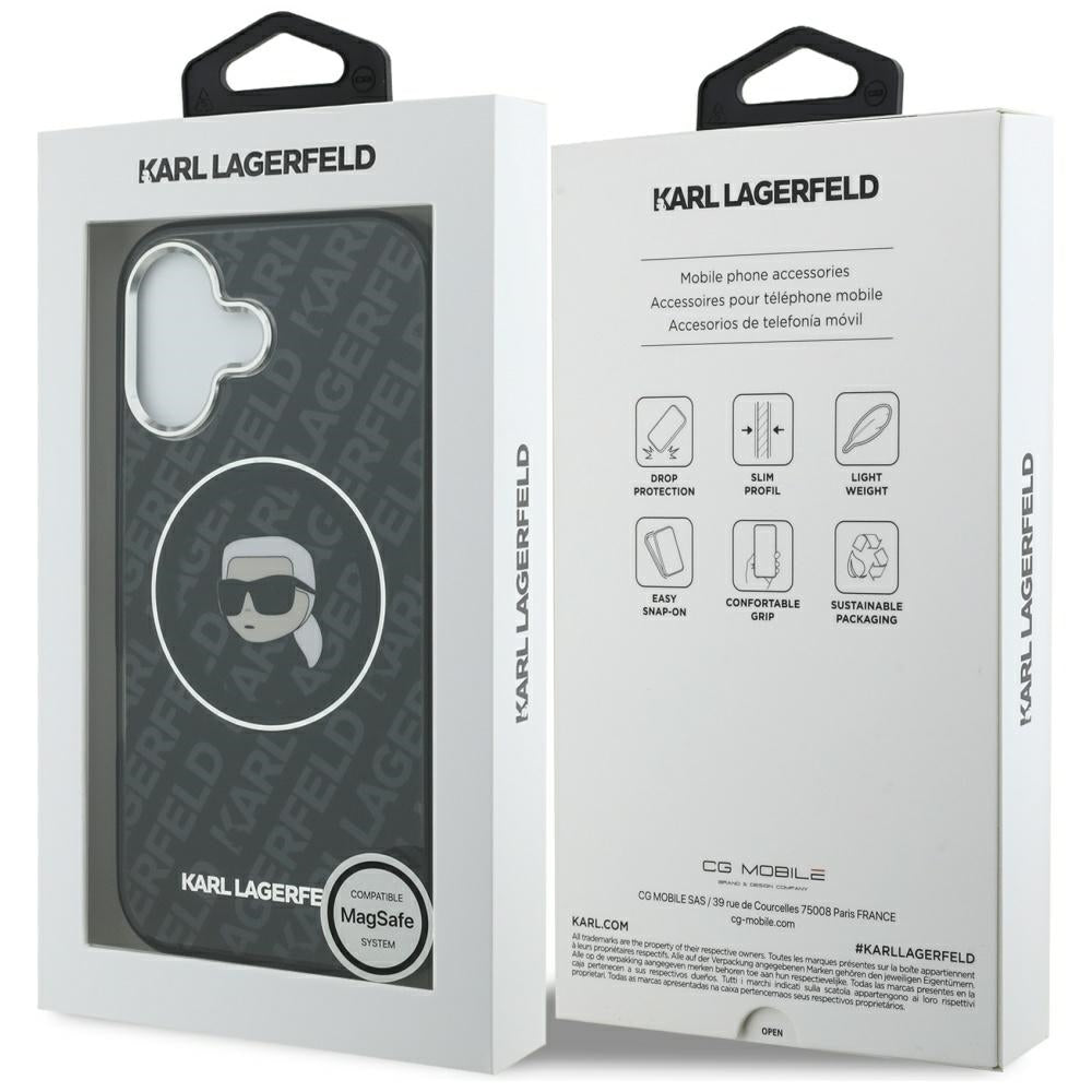Étui MagSafe pour Apple iPhone 17, Karl Lagerfeld, IML Karl's Head, Noir