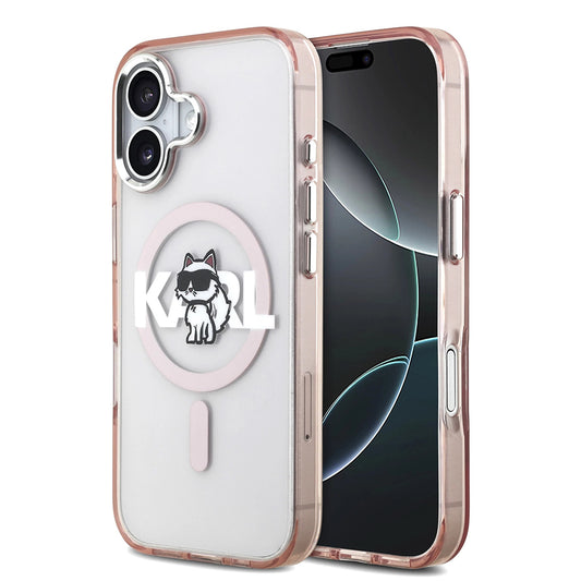 Custodia MagSafe per Apple iPhone 17, Karl Lagerfeld, IML Sketch Logo Choupette, Rosa