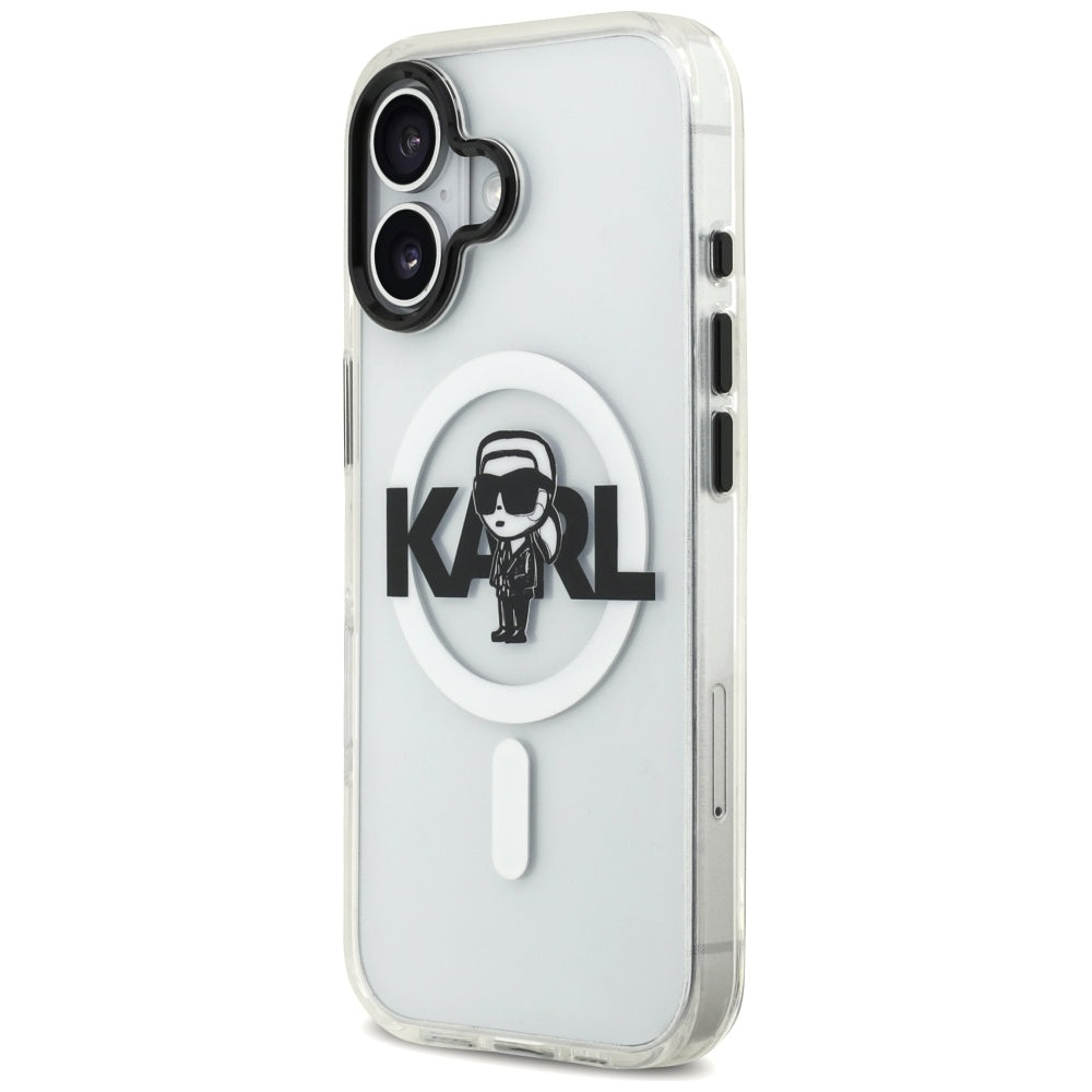 Coque MagSafe pour Apple iPhone 17, Karl Lagerfeld, IML Sketch Logo Karl, Transparente
