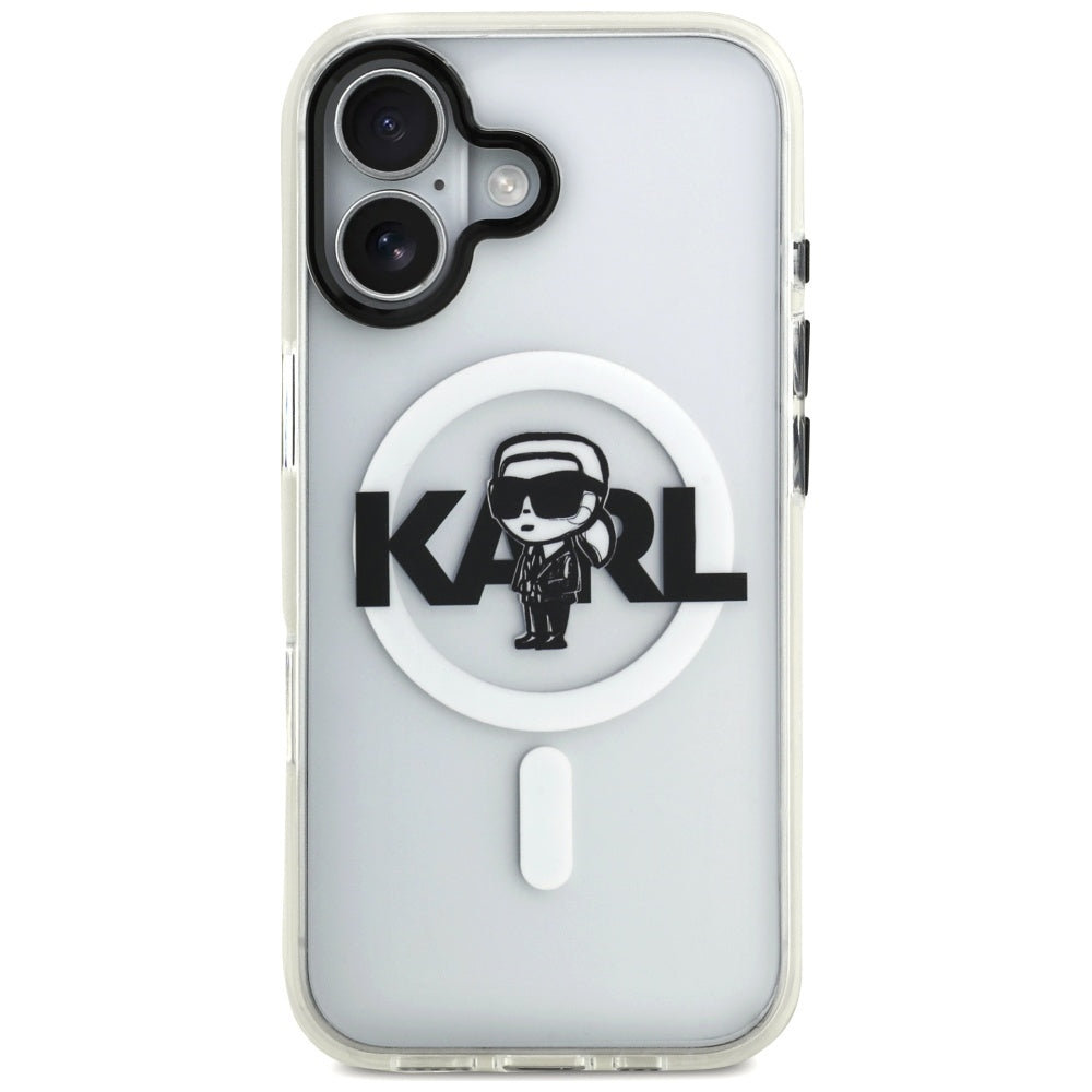 Coque MagSafe pour Apple iPhone 17, Karl Lagerfeld, IML Sketch Logo Karl, Transparente
