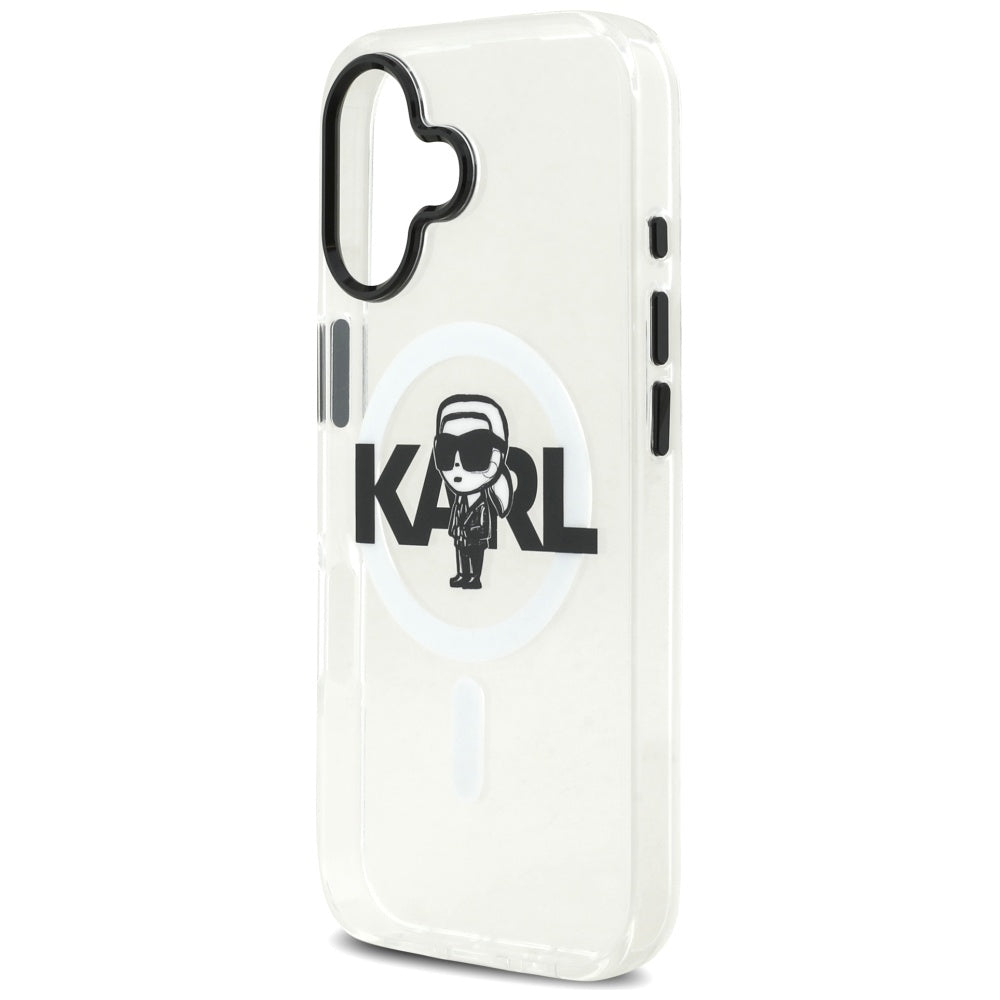 Coque MagSafe pour Apple iPhone 17, Karl Lagerfeld, IML Sketch Logo Karl, Transparente