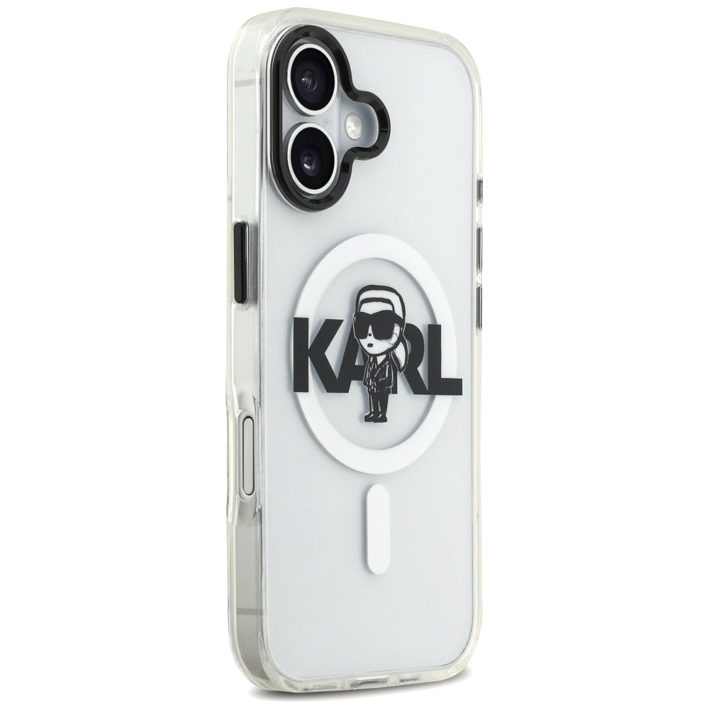 Coque MagSafe pour Apple iPhone 17, Karl Lagerfeld, IML Sketch Logo Karl, Transparente