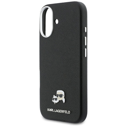 MagSafe Hülle für Apple iPhone 17, Karl Lagerfeld, Karl & Choupette Head's Pin, Schwarz