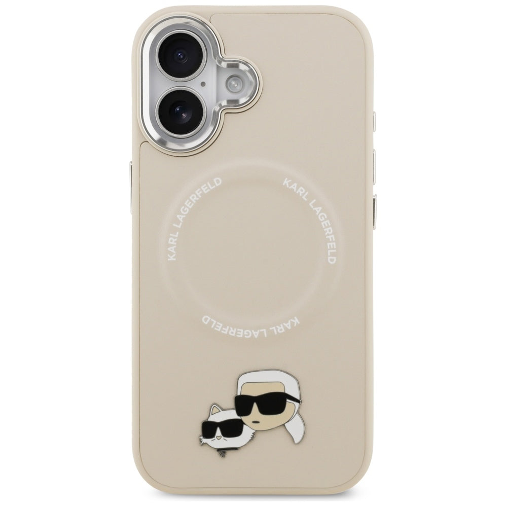 Custodia MagSafe per Apple iPhone 17, Karl Lagerfeld, Karl & Choupette Pins, Beige