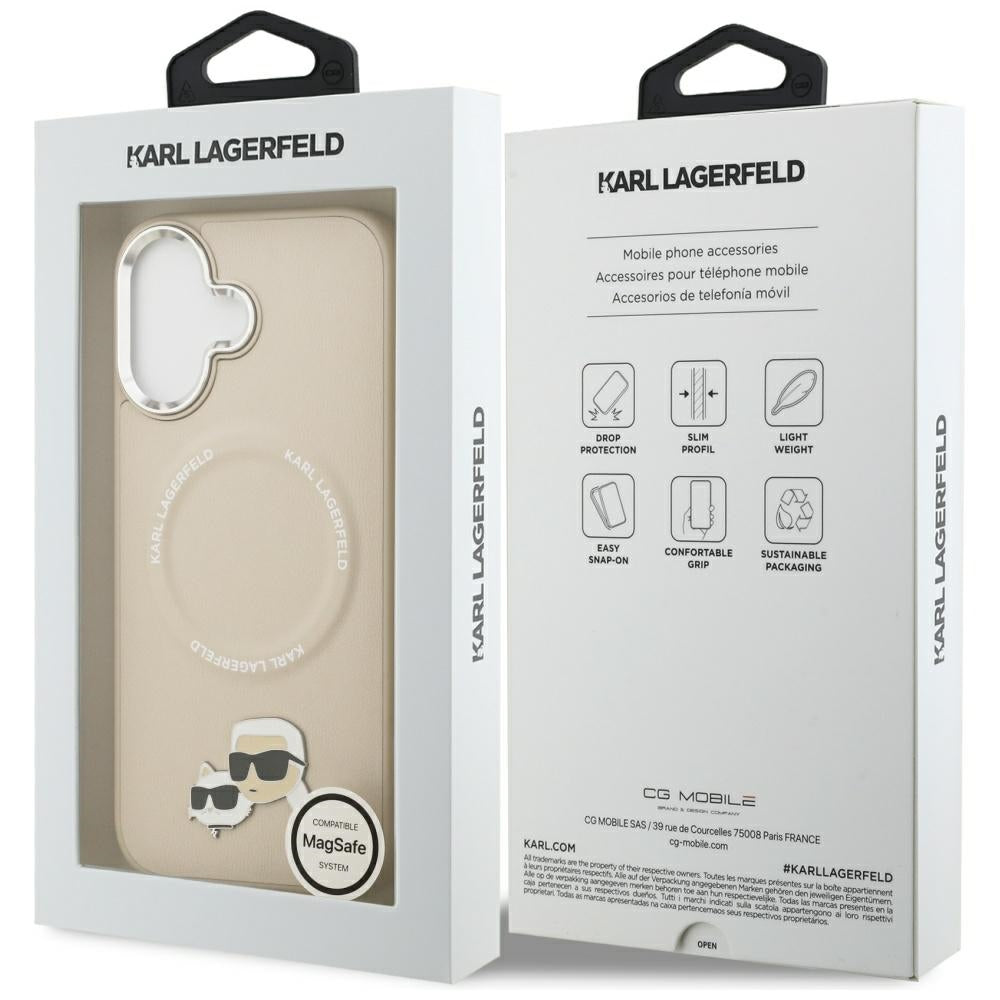Custodia MagSafe per Apple iPhone 17, Karl Lagerfeld, Karl & Choupette Pins, Beige