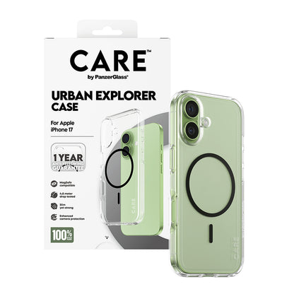 Custodia MagSafe per Apple iPhone 17, PanzerGlass, Care Urban Explorer, Trasparente Nera
