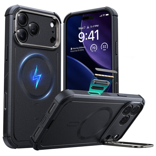 Coque MagSafe pour Apple iPhone 17 Pro, ESR, Cyber Armor Kickstand, Noire