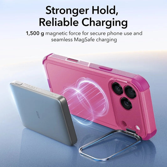 Étui MagSafe pour Apple iPhone 17 Pro, ESR, Cyber Armor Kickstand, Rose