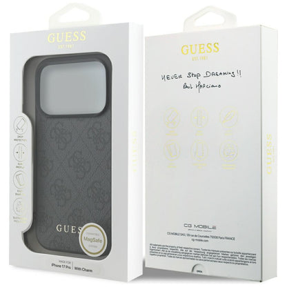 Custodia MagSafe per Apple iPhone 17 Pro, Guess, 4G Charm Cradle, Nera