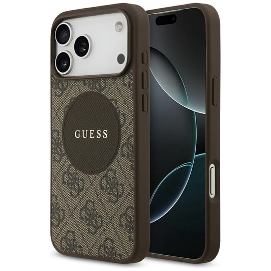 Custodia MagSafe per Apple iPhone 17 Pro, Guess, 4G Circle Classic Logo, Marrone