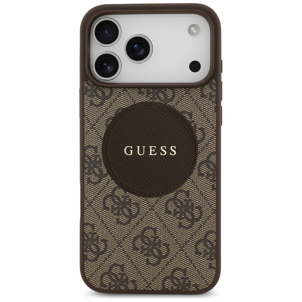 Custodia MagSafe per Apple iPhone 17 Pro, Guess, 4G Circle Classic Logo, Marrone