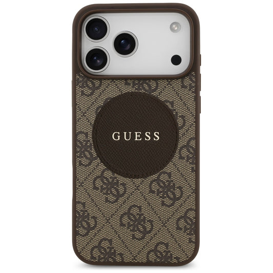 Custodia MagSafe per Apple iPhone 17 Pro, Guess, 4G Circle Classic Logo, Marrone