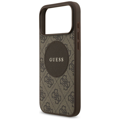 Custodia MagSafe per Apple iPhone 17 Pro, Guess, 4G Circle Classic Logo, Marrone