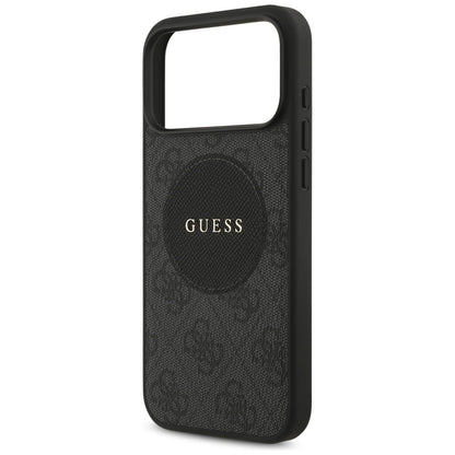 Étui MagSafe pour Apple iPhone 17 Pro, Guess, Logo Classique Cercle 4G, Noir
