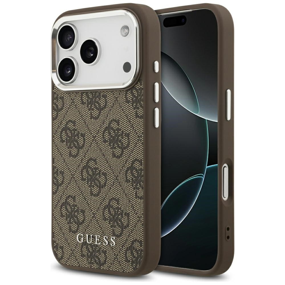 Custodia MagSafe per Apple iPhone 17 Pro, Guess, 4G Classic Logo, Marrone