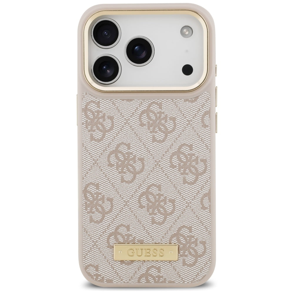 Custodia MagSafe per Apple iPhone 17 Pro, Guess, 4G Logo Plate, Rosa