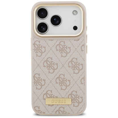 Custodia MagSafe per Apple iPhone 17 Pro, Guess, 4G Logo Plate, Rosa