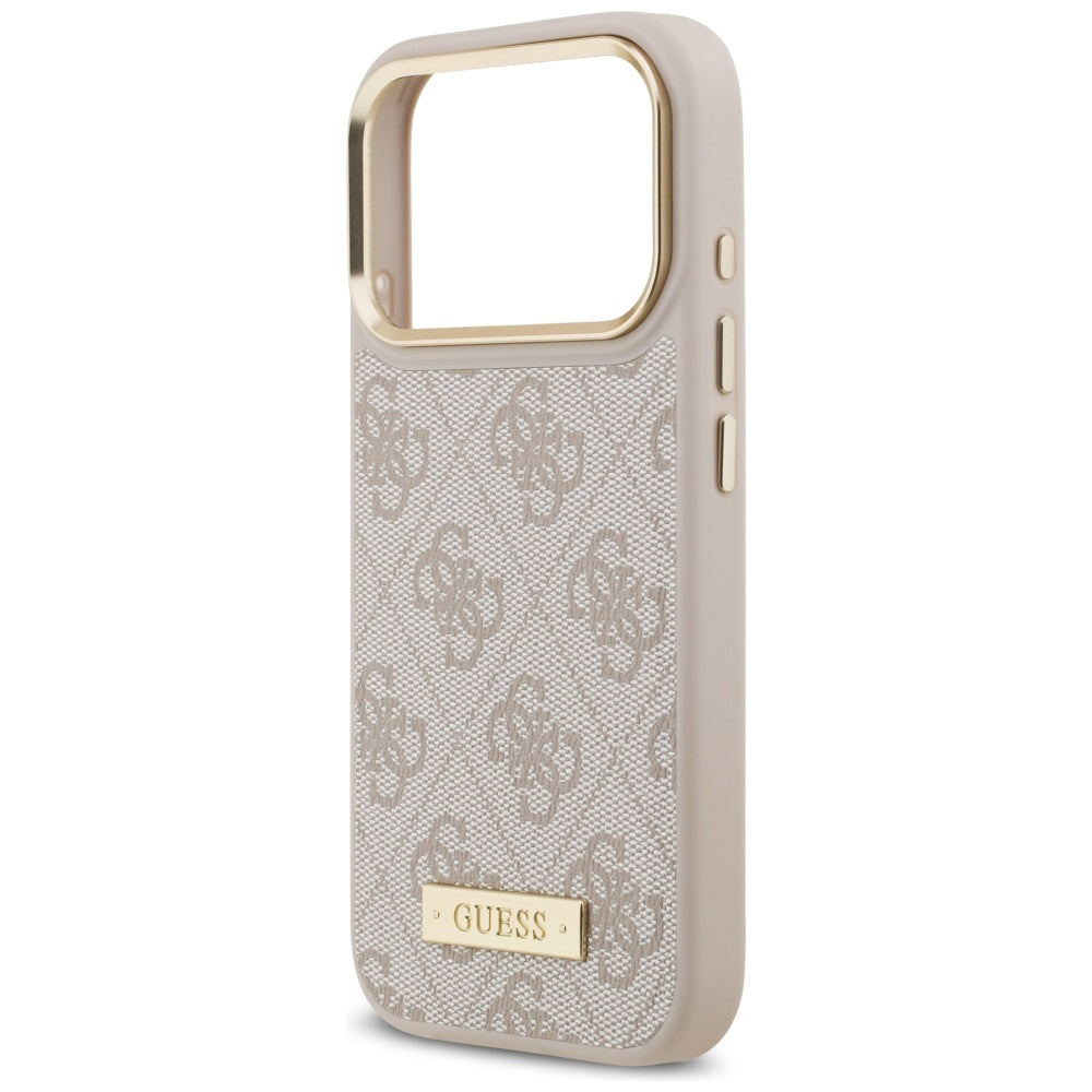 Custodia MagSafe per Apple iPhone 17 Pro, Guess, 4G Logo Plate, Rosa