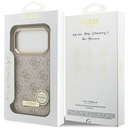 Custodia MagSafe per Apple iPhone 17 Pro, Guess, 4G Logo Plate, Rosa