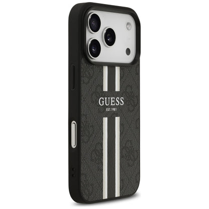 MagSafe Hülle für Apple iPhone 17 Pro, Guess, 4G Printed Stripes, Schwarz