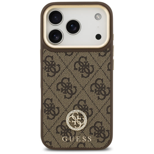 Custodia MagSafe per Apple iPhone 17 Pro, Guess, Logo Strass 4G, Marrone