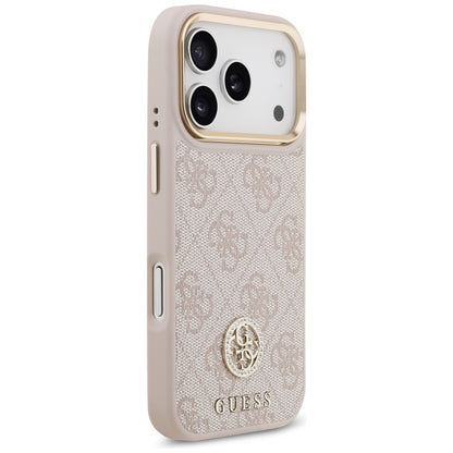 Coque MagSafe pour Apple iPhone 17 Pro, Guess, Logo Strass 4G, Rose.